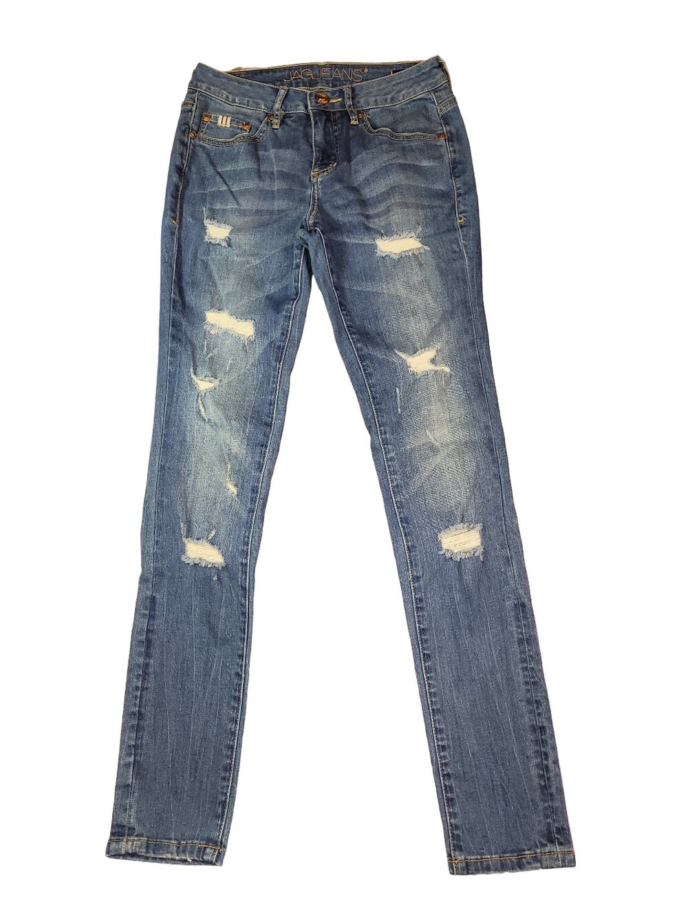 Jag Jeans Cecelia Mid-Rise Skinny Jeans Distressed Size 0 Med Wash